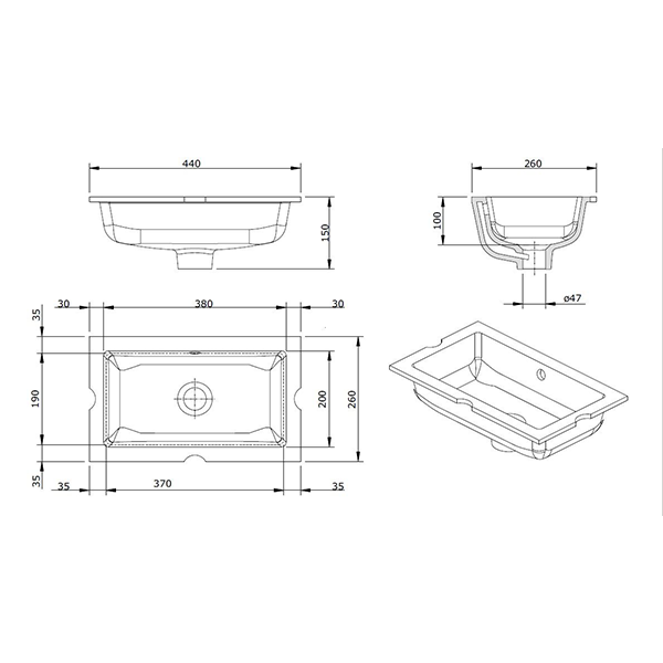 Turner Hastings Mini Agres 44 x 26 Under Counter Basin
