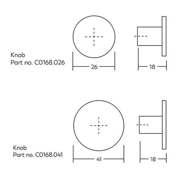 Momo Handles Como Knob Technical Drawing - The Blue Space