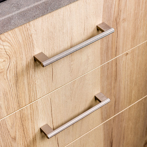 Momo Handles Graf Knurled D Handle Dull Brushed Nickel - The Blue Space