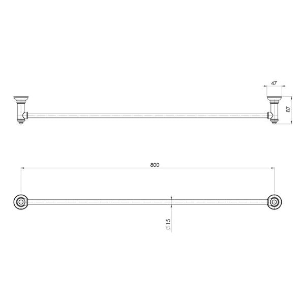 Phoenix Cromford Single Towel Rail 800mm Chrome