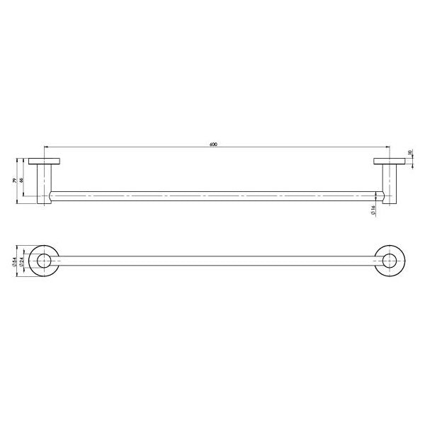 Phoenix Radii Stainless Steel Single Towel Rail Round Plate