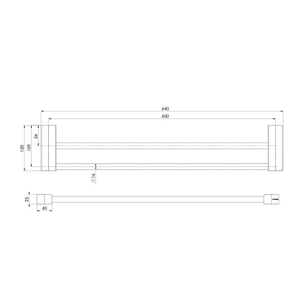 Phoenix Lexi MKII Double Towel Rail 600mm-800mm Chrome