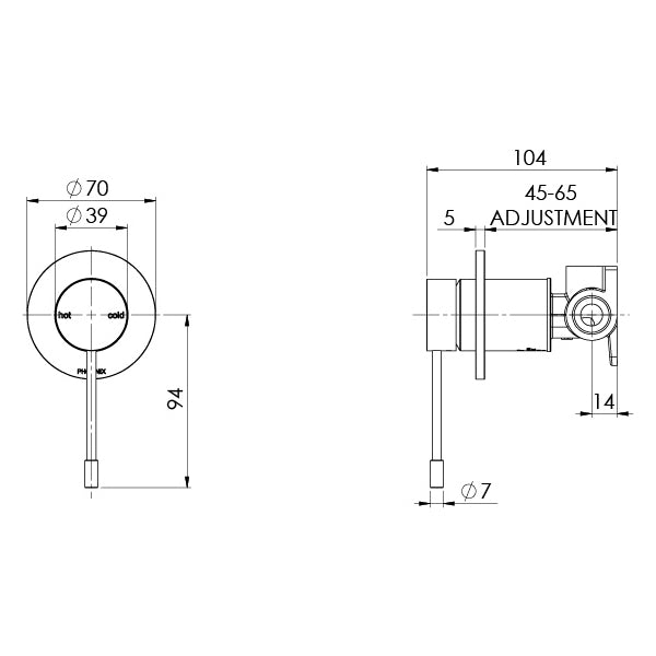Phoenix Vivid Slimline Shower/Wall Mixer 316 Stainless Steel