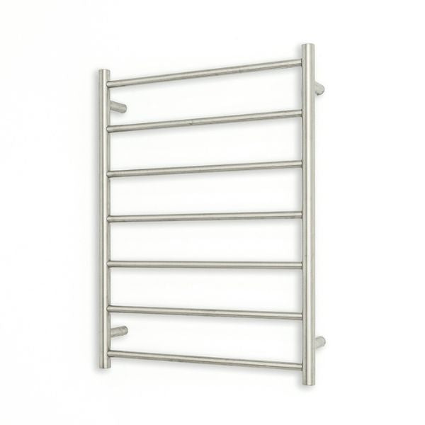 Radiant 12V Round 7 Bar Heated Towel Ladder 600w x 800h - Brushed SS | The Blue Space