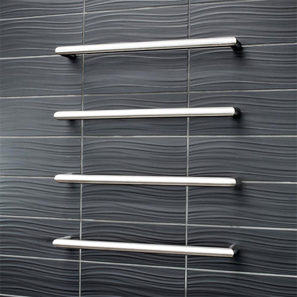 Radiant 12V Single Bar Round Heated Rail 500mm Brushed SS - The Blue Space