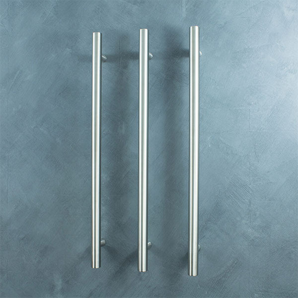 Radiant Vertical Round Single Bar Heated - Brushed Satin - The Blue Space