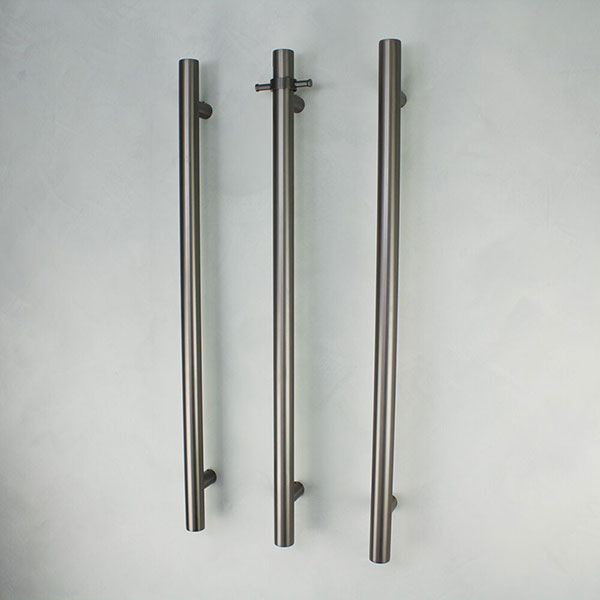 Radiant Vertical Round Single Bar Heated - Gunmetal - The Blue Space