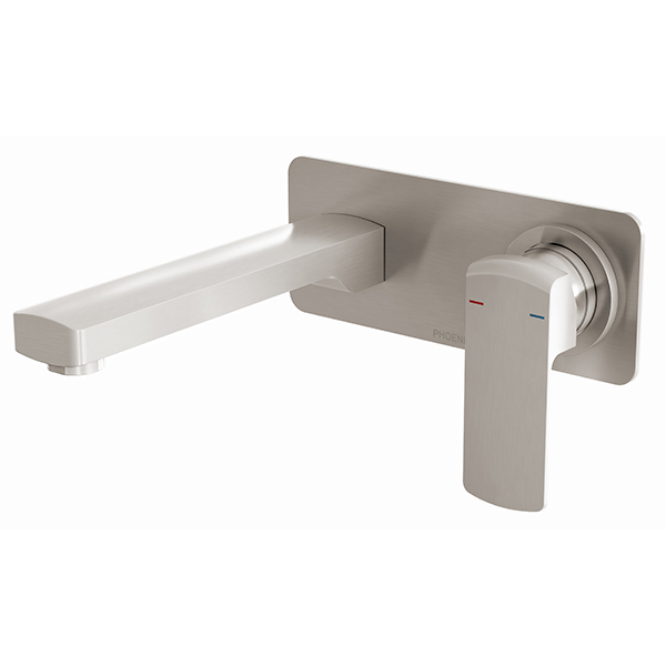 Phoenix Teva Wall Basin/Bath Mixer Set 200mm Brushed Nickel