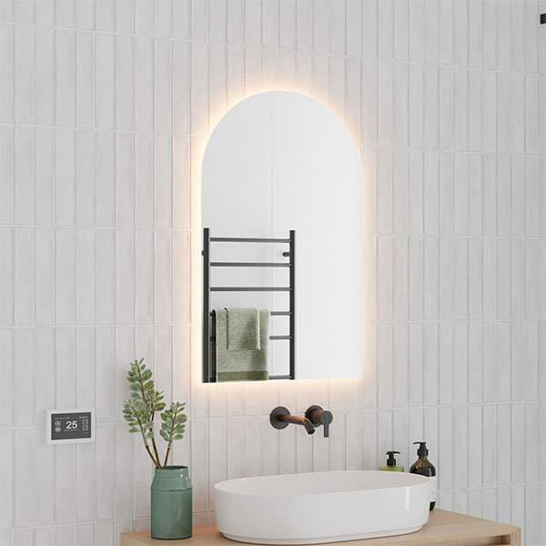 Thermogroup Backlit Arch Shape LED Mirror 500x800 with Warm or Cool Light and Demister
