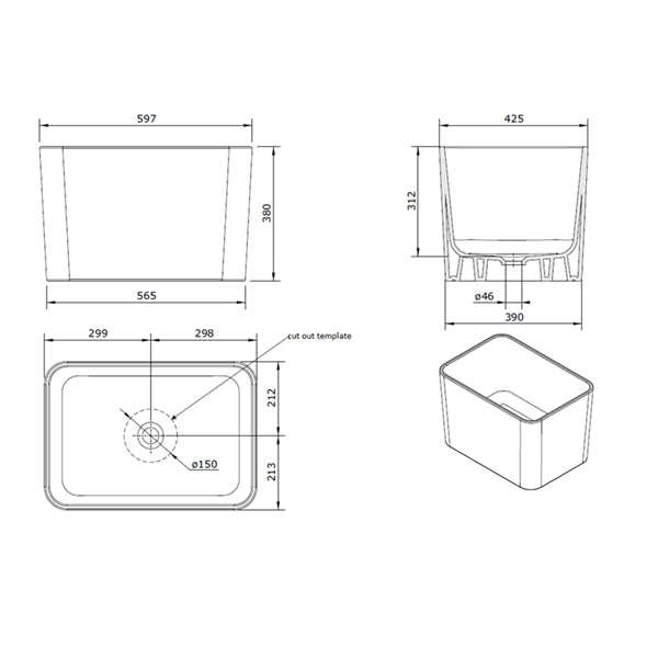 Turner Hastings Tribo 60 x 42 Fine Fireclay Sink