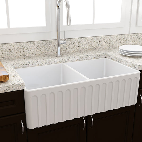 Turner Hastings Novi 85 x 46 Fireclay Double Butler Sink, Universal Front