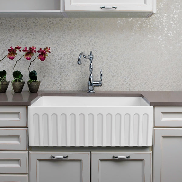 Turner Hastings Novi 75 x 46 Fireclay Single Butler Sink, Universal Flat or Ribbed