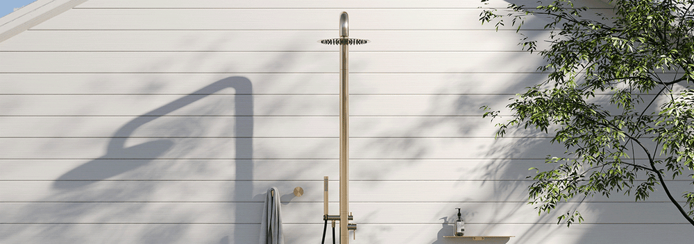 Outdoor bathrooms with the Nero Zen collection