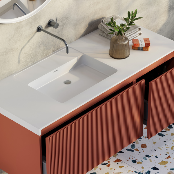 Belbagno Rimini Wall Hung Bathroom Vanity Potter's Clay
