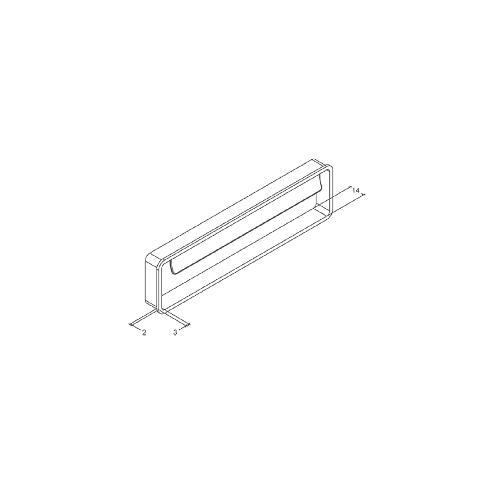 Line Drawing 2 Momo Handles Fold Flush Pull Handle 128mm Brushed Nickel F0542.128.BRN - The Blue Space