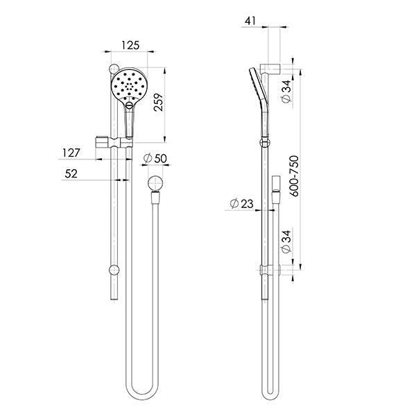 Phoenix Tapware Ormond Rail Shower Matte Black