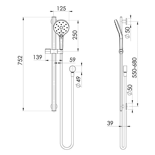Phoenix Tapware Oxley Rail Shower Brushed Gold