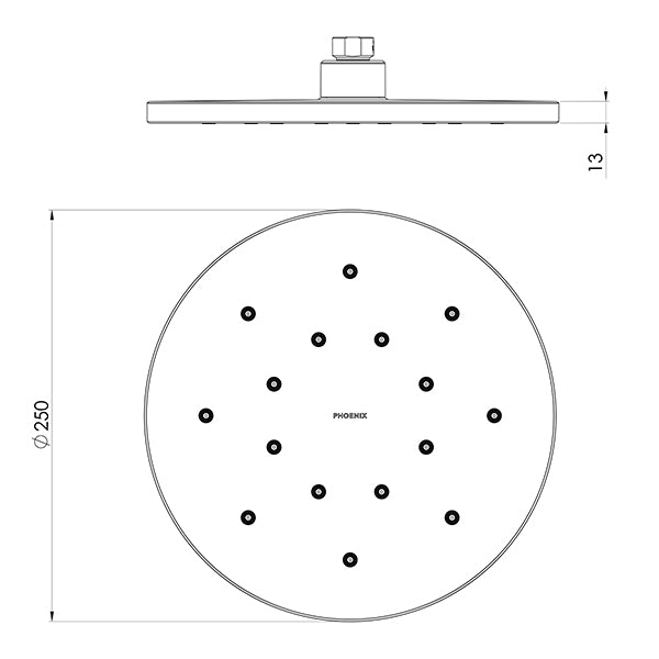 Phoenix Tapware LuxeXP Round Shower Rose 250mm Chrome
