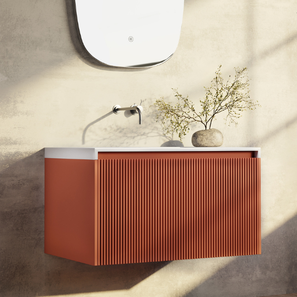 Belbagno Rimini Wall Hung Bathroom Vanity Potter's Clay