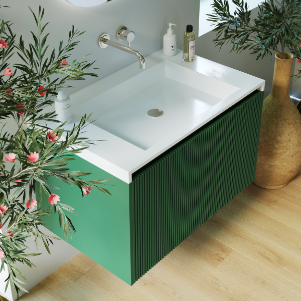 Belbagno Rimini Wall Hung Bathroom Vanity Rainforest Green