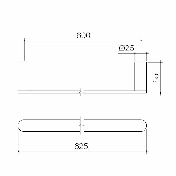 Caroma Urbane II Single Towel Rail 625mm Brushed Nickel