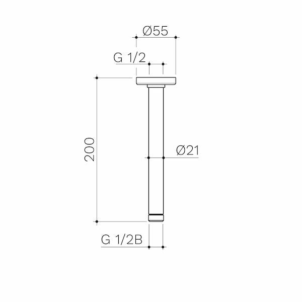 Caroma 200mm Ceiling Shower Arm - Chrome