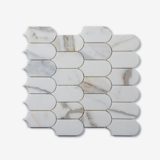 Cottesloe Calacatta Gold Feather Honed Marble Mosaic 50 x 130mm