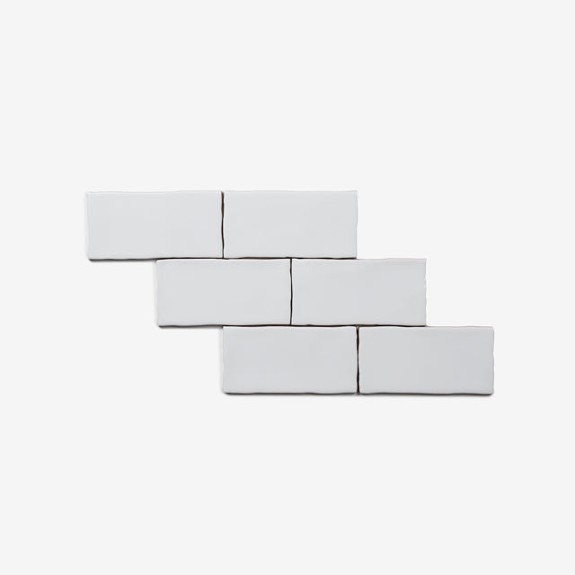 White Luca Hand Made Matte Subway Tile 75 x 150 x 8mm  | The Blue Space