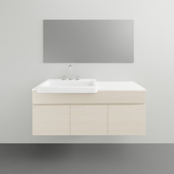 ADP Glacier Lite Semi Recessed Door and Drawer Slim Vanity with Solid Surface Top - 1050mm Left Bowl | The Blue Space