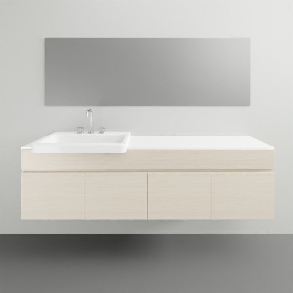 ADP Glacier Lite Semi Recessed Door and Drawer Slim Vanity with Solid Surface Top - 1500mm Left Bowl | The Blue Space