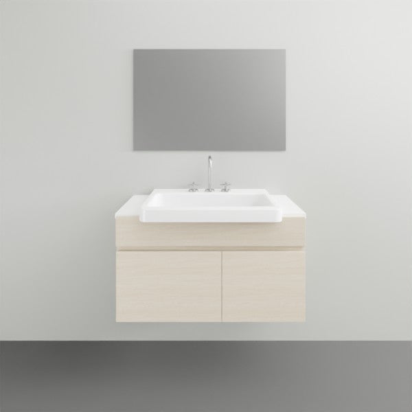ADP Glacier Lite Semi Recessed Door and Drawer Slim Vanity with Solid Surface Top - 750mm Centre Bowl | The Blue Space