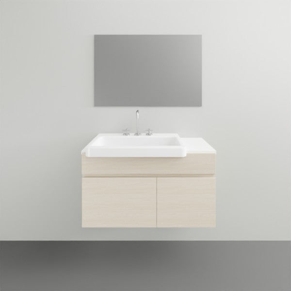 ADP Glacier Lite Semi Recessed Door and Drawer Slim Vanity with Solid Surface Top - 750mm Left Bowl | The Blue Space