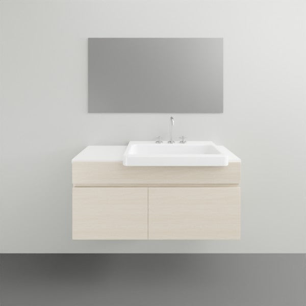ADP Glacier Lite Semi Recessed Door and Drawer Slim Vanity with Solid Surface Top - 900mm Right Bowl | The Blue Space