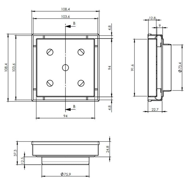 ART Australia 316 Stainless Steel Square Tile Insert Waste 80mm Outlet