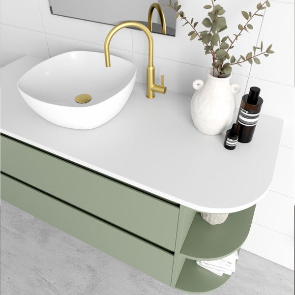 Marquis Avion, Avion4 Top Perspective, 1200mm One Shelf End Curved Wall Hung Vanity Side - The Blue Space