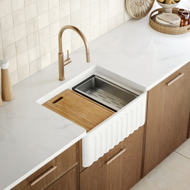 Bao Ceramic Farmhouse Sink - Gloss White  | The Blue Space