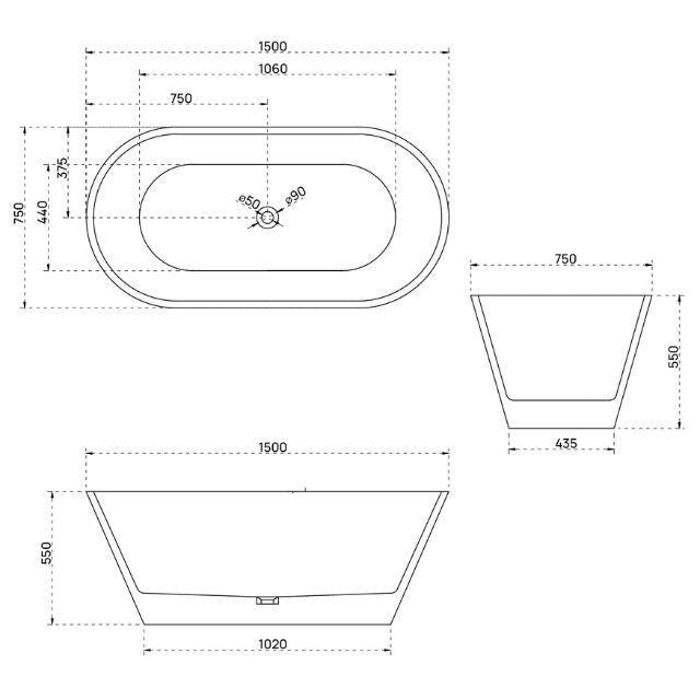Bao Bon 1500mm Freestanding Bath