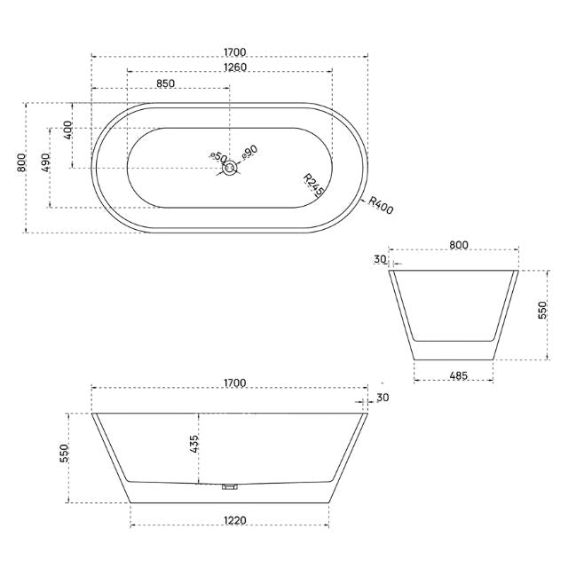 Bao Bon 1700mm Freestanding Bath