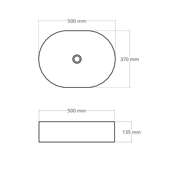 Bao Pill 500mm Above Counter Basin Dimensions - The Blue Space