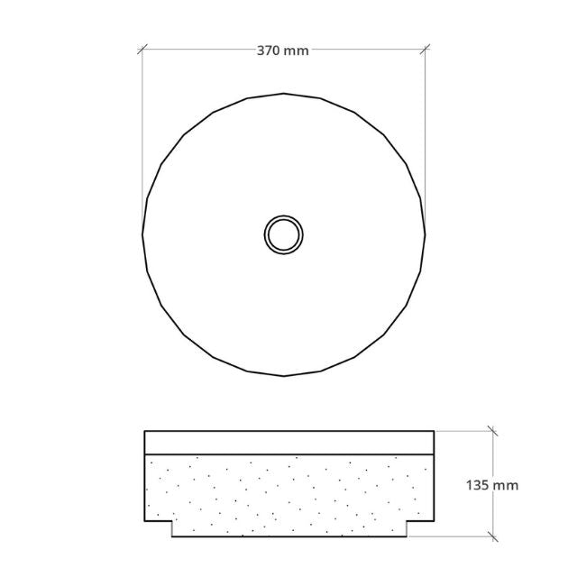 Bao Round 370mm Matte White Texture and Dark Green Above Counter Basin