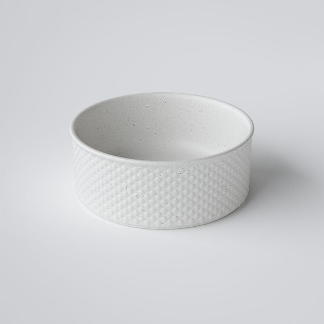 Bao Round 380mm Above Counter Diamond Embossed Basin - Matte White Textured