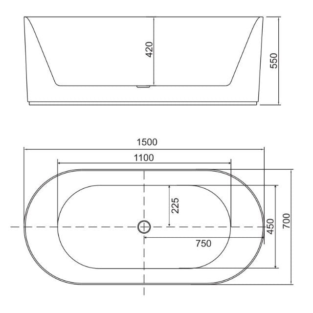 BelBagno Berg Freestanding Bathtub 1500mm