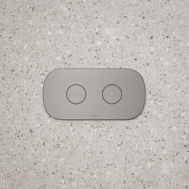 Caroma Contura II Invisi Series II Round DC Dual Flush Button Panel - Brushed Nickel