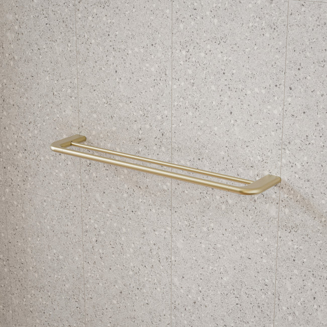 Caroma Contura II 620mm Double Towel Rail - Brushed Brass