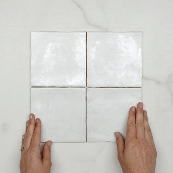 White Malee Gloss Hand Made Spanish Ceramic Tile 130 x 130 x 8mm