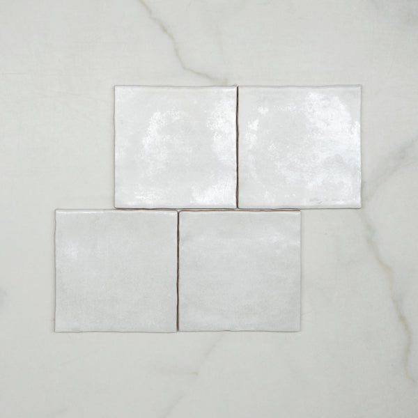 White Malee Gloss Hand Made Spanish Ceramic Tile 130 x 130 x 8mm