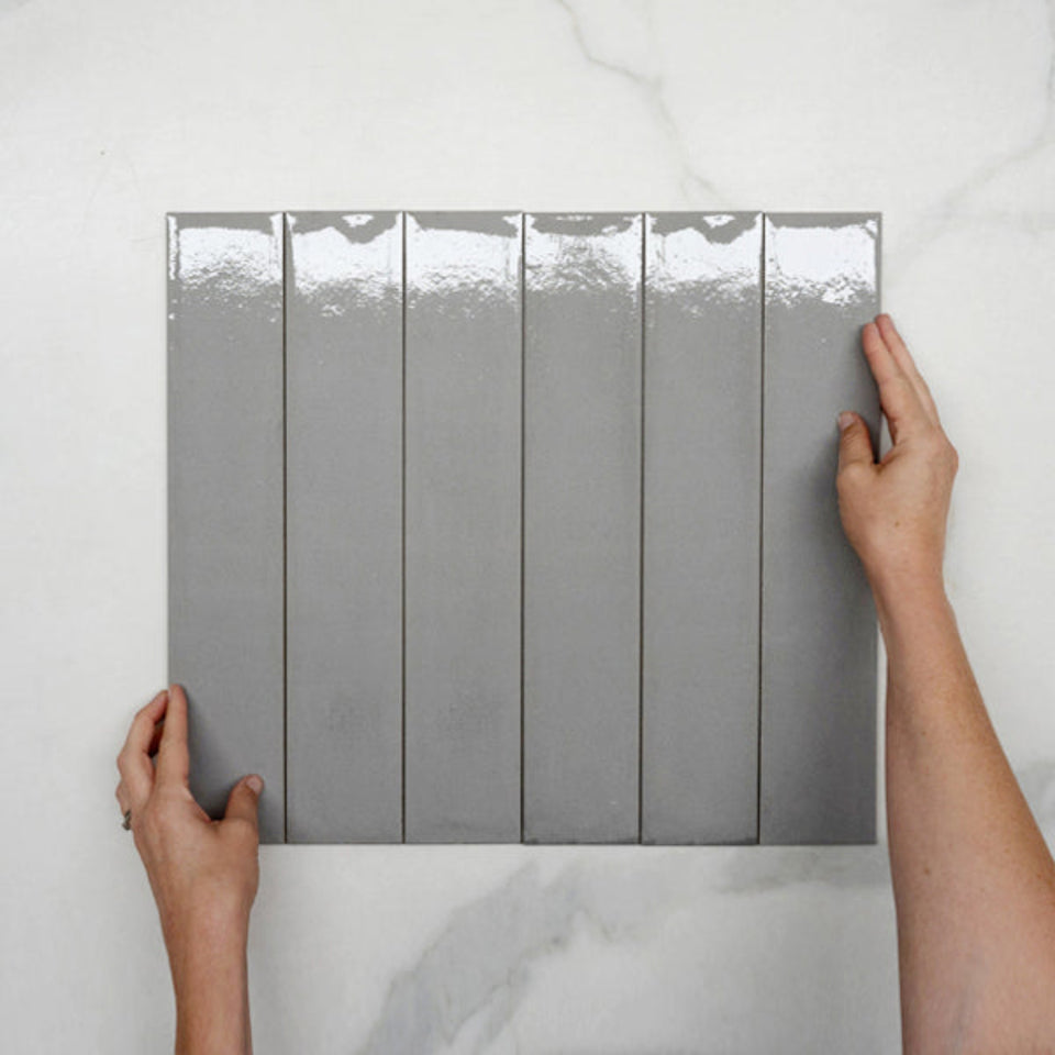 Grigio Theo Subway Tile 75 x 400mm Italian Porcelain