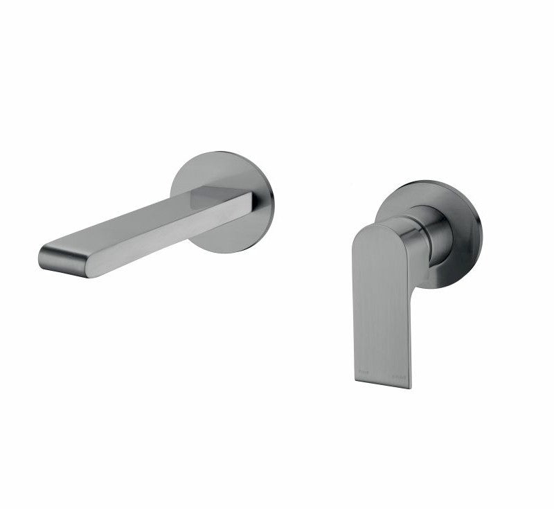 Nero Bianca Wall Basin/Bath Mixer Separate Back Plate 187mm Gun Metal