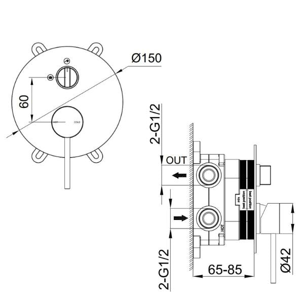 Indigo Alisa Bath/Shower Mixer With Diverter Chrome