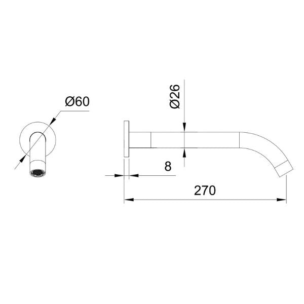 Indigo Alisa Bath/Basin 270mm Spout Chrome